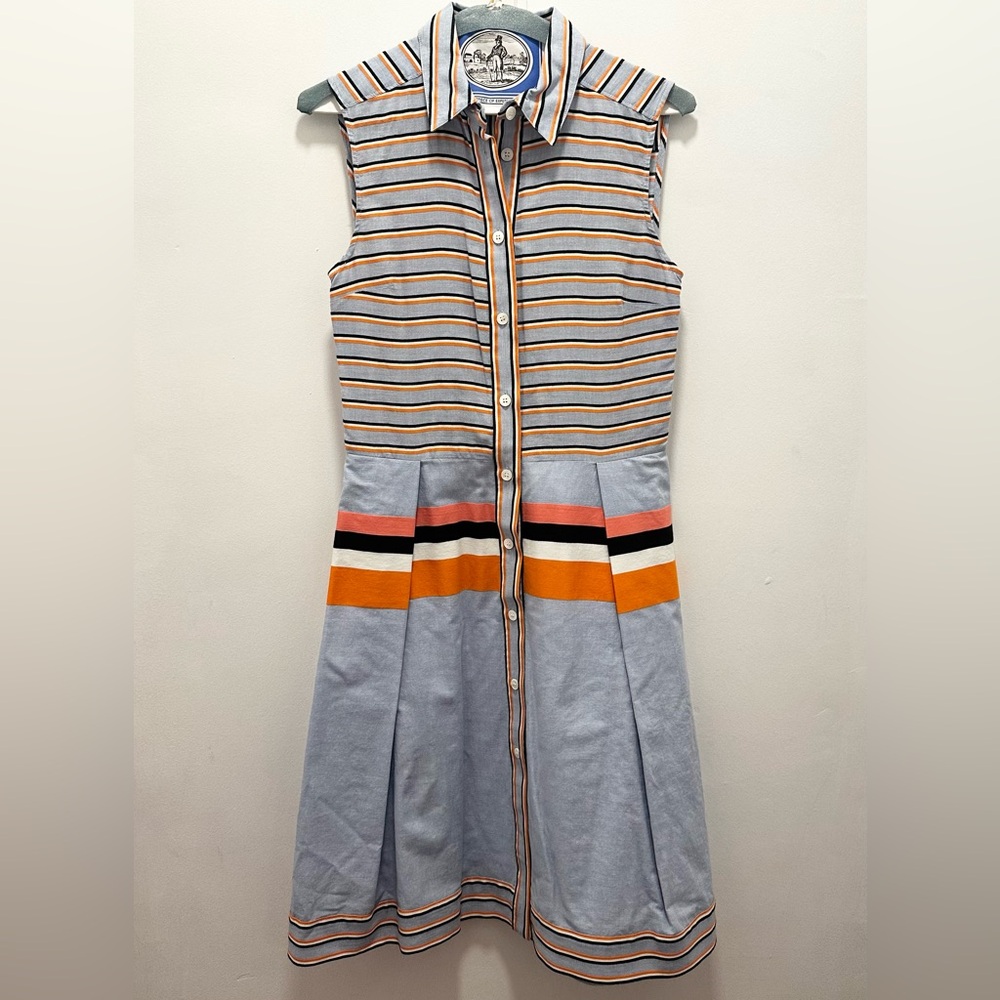 Jil Sander Striped Dress Linen Collared Shirt Dress